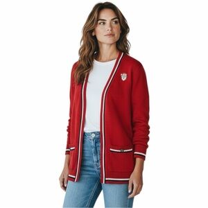 Vintage‎ 90s San Remo Red Knit Christmas Sweater Cardigan - Women's Size Medium